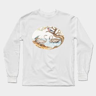 Two Swans, Kingfisher, and Bullfinch (1575–1580) Long Sleeve T-Shirt